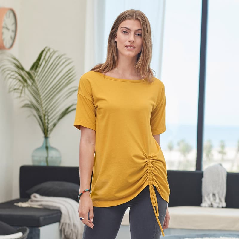 EVERYDAY RUCHED TUNIC view 1 DAFFODIL