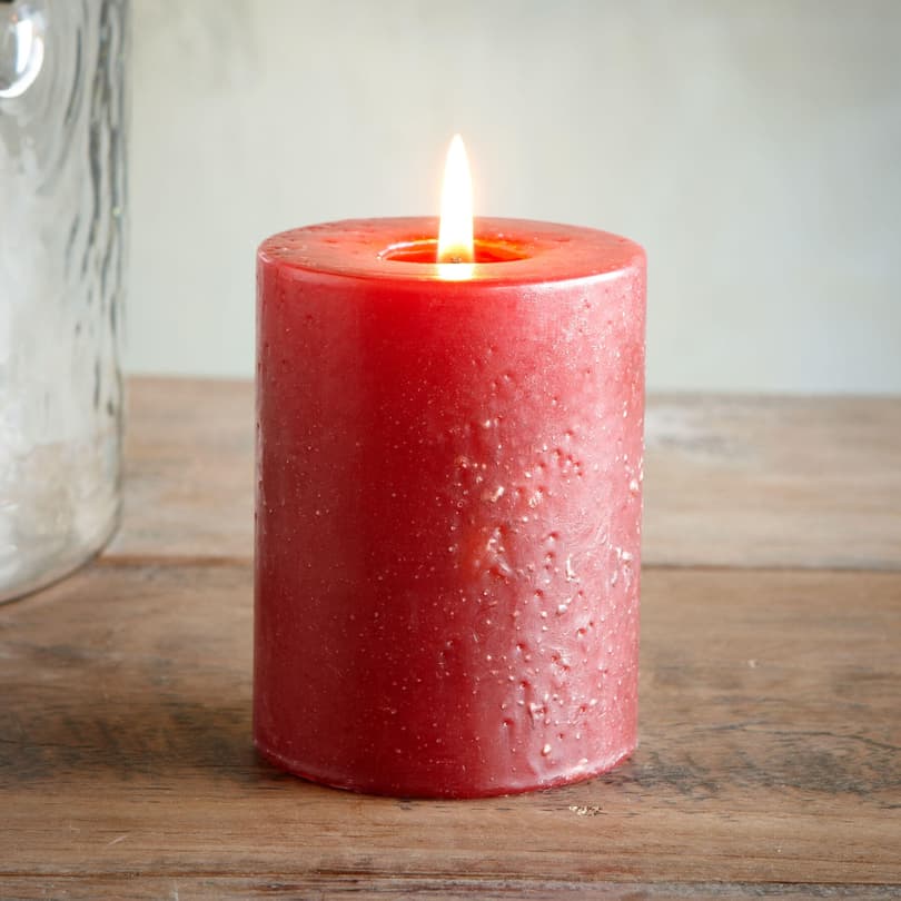 3X3 RED ANTIGUA PILLAR CANDLE view 1