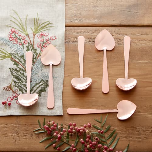 HEART SHAPED ROSE GOLD SPOONS, SET OF 6 view 1