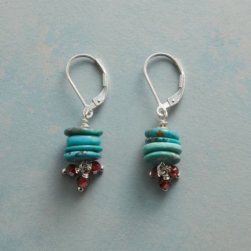 TURQUOISE AND GARNET EARRINGS view 1