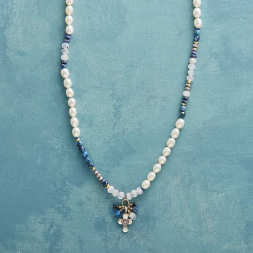 Pearls And Blue Necklace View 1