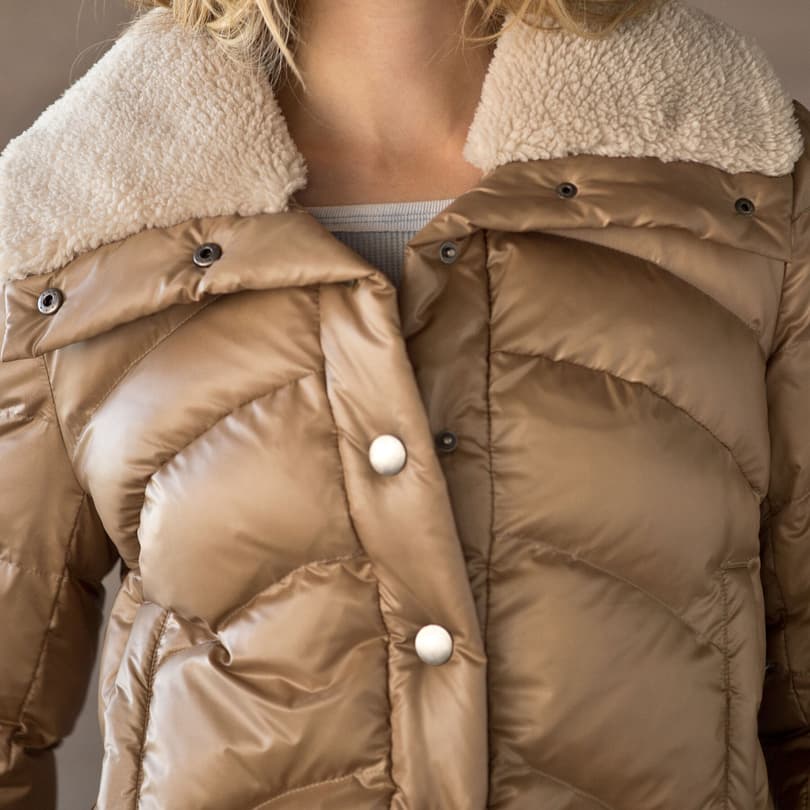 QUILTED JACKET WITH SHERPA COLLAR view 2