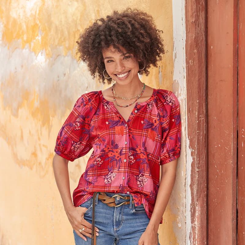 Printed Graceful Days Top, Petite View 4C_STBY