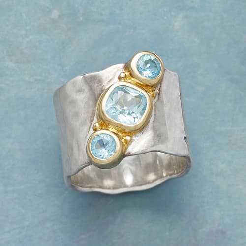 BLUE TOPAZ PAGEANT RING view 1