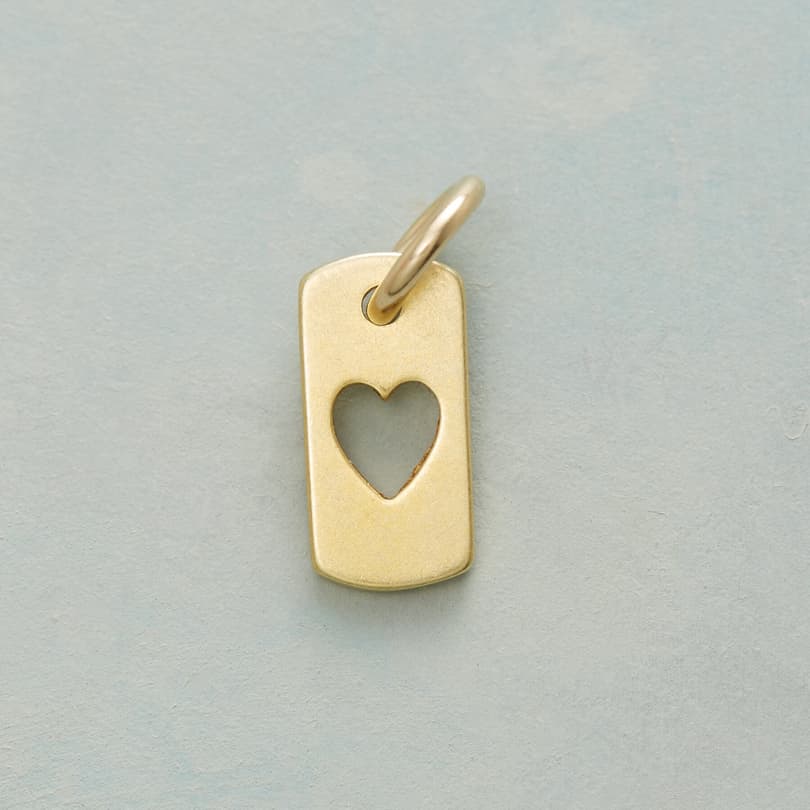 FLOWERS FAITH AND LOVE HEART CHARM GOLD view 1