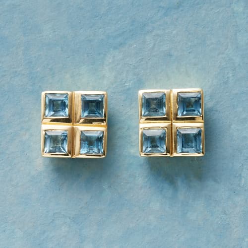 Four Square Topaz Earrings View 1