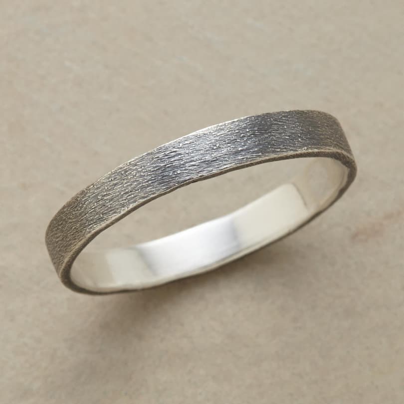 PEBBLED OXIDIZED STERLING BAND view 1