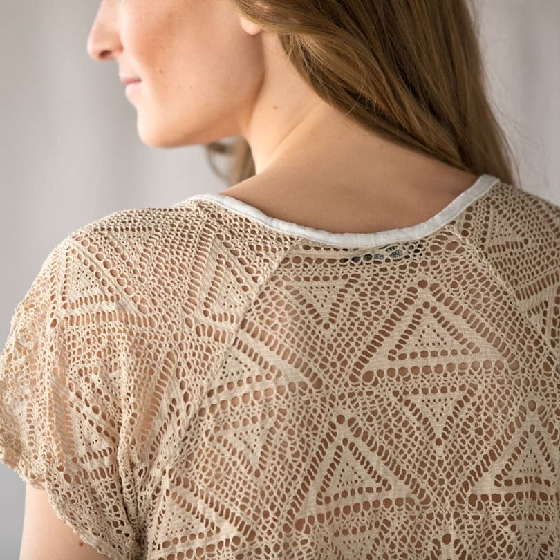 BLUSHING LACE BACK TEE view 2