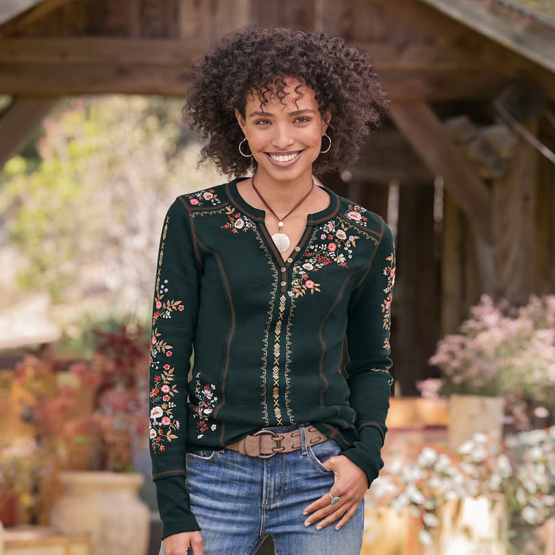 Fayette Floral Henley, Petite View 2