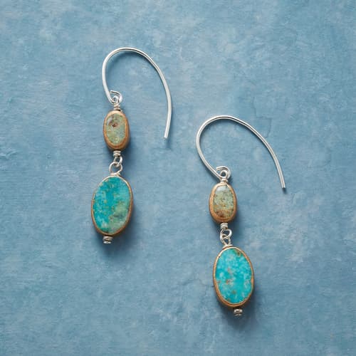 TWO TONE TURQUOISE EARRINGS view 1