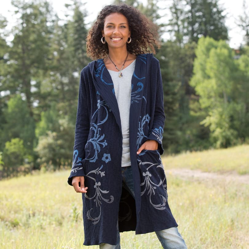 ENCHANTMENT HOODED CARDIGAN view 1 NAVY
