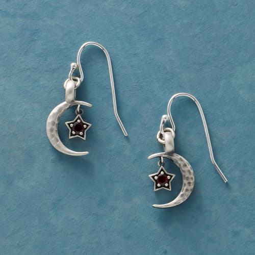 Silver Moon&#39;s Embrace Birthstone Earrings View 1
