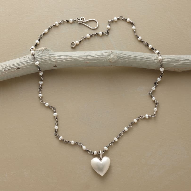 HEART ON A PEARLY CHAIN NECKLACE view 1