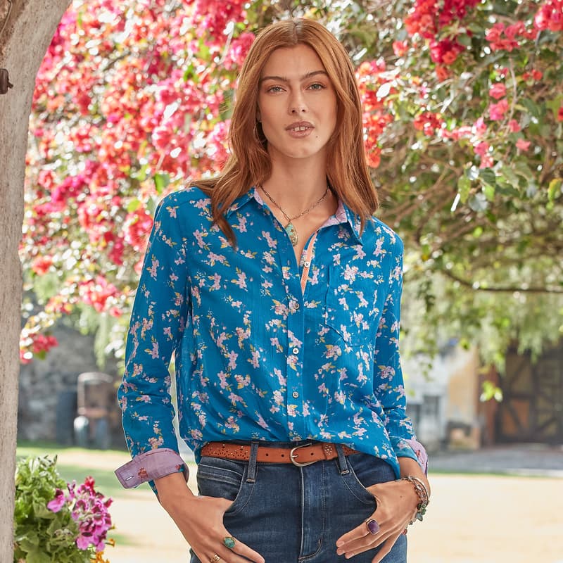 Newcastle Bloom Shirt View 4Blue-Floral