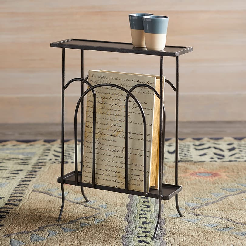 WROUGHT IRON MAGAZINE SIDE TABLE view 1