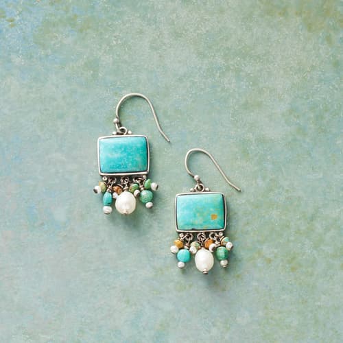 Frilled Turquoise Earrings View 1
