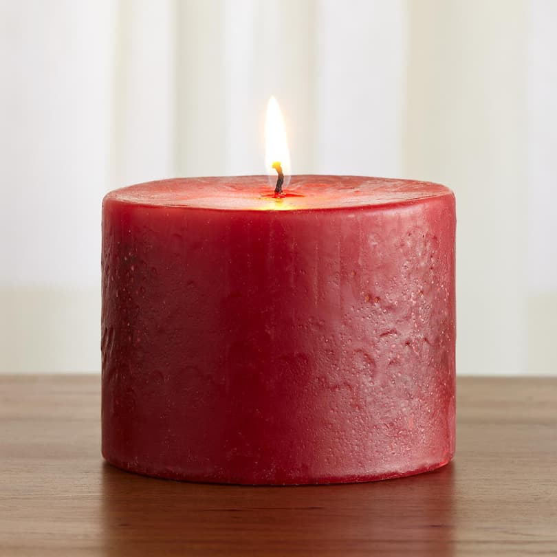 RED ANTIQUE PILLAR CANDLE view 1