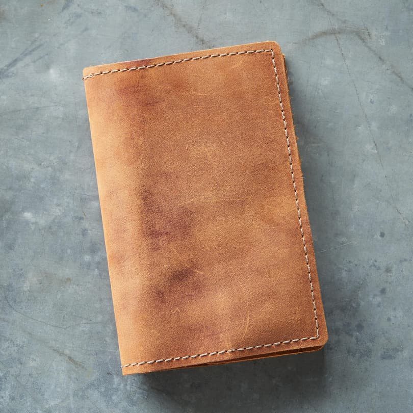 SMALL LEATHER FIELD NOTEBOOK view 1 BROWN