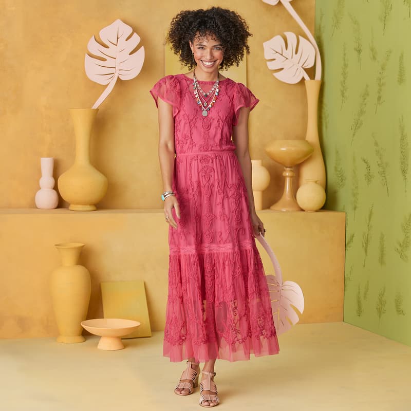 Josie Embroidered Dress, Petite View 3C_ROSE
