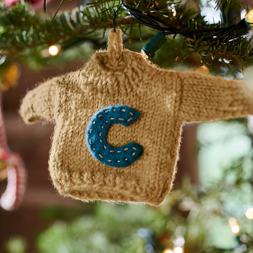 Heathered Letter Sweater Ornament View 3