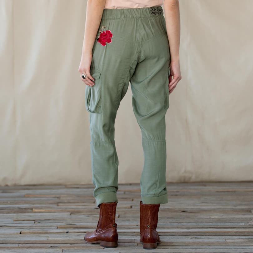 Softest Embroidered Cargo Pants view 1