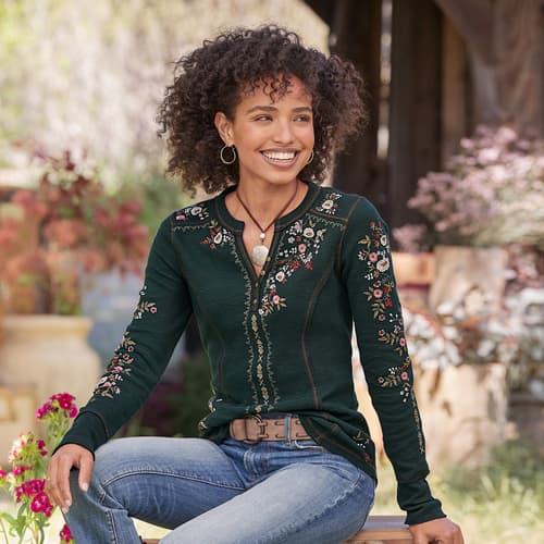 Fayette Floral Henley, Petite View 1