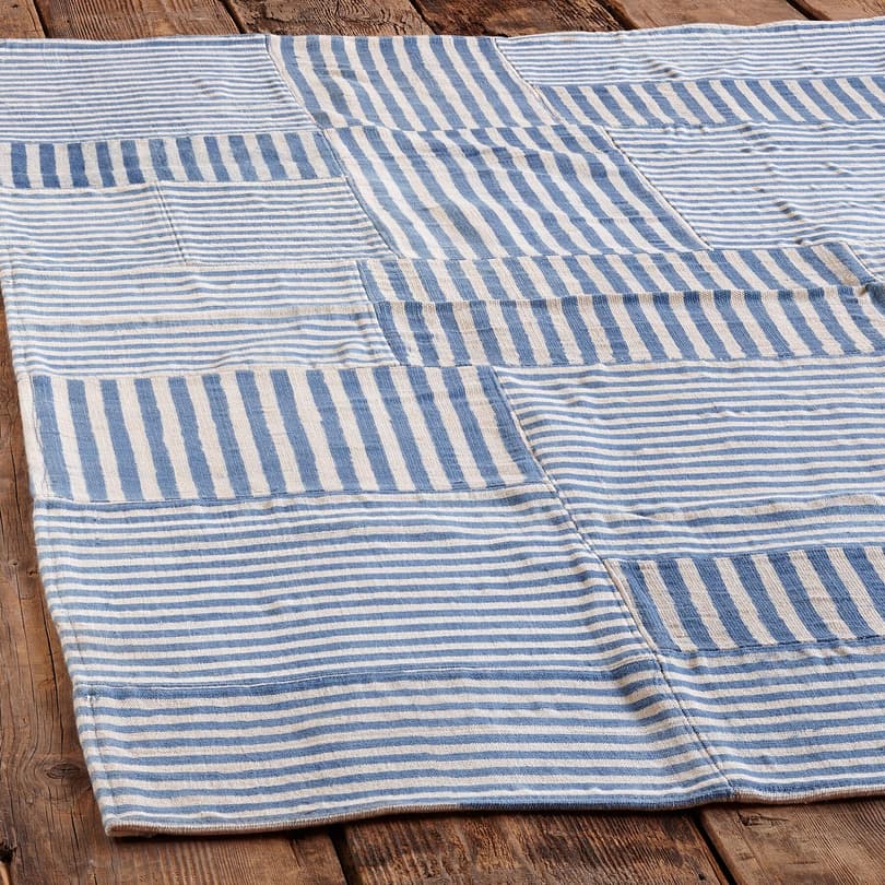 BLUE LINES STRIPED RUG 8X10 view 1
