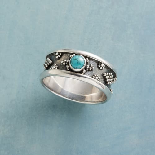STIPPLED TURQUOISE RING view 1