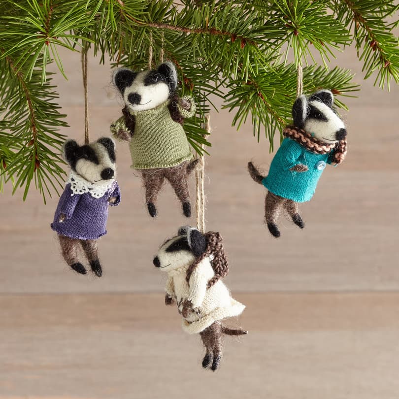 BEVY OF BADGERS ORNAMENTS, SET OF 4 view 1