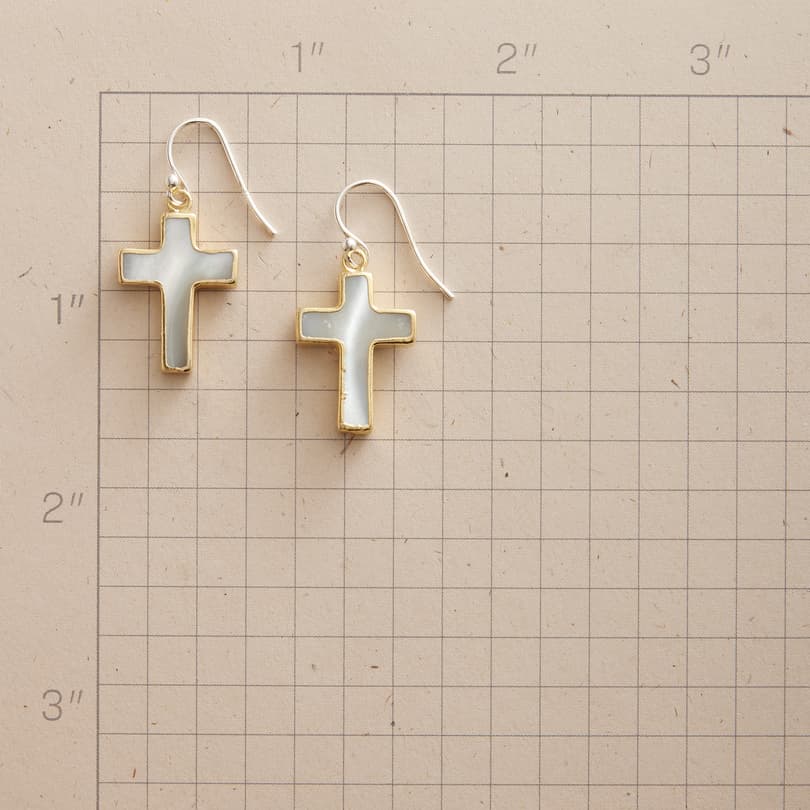 Pearly Cross Earrings View 2