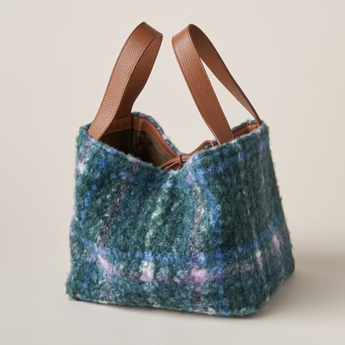 Maple Glen Teddy Plaid Tote View 10TEAL