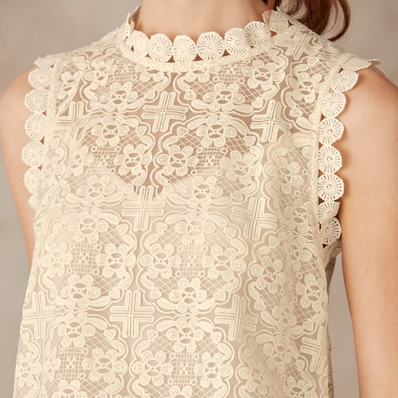 Graphic Lace Sleeveless Top View 3