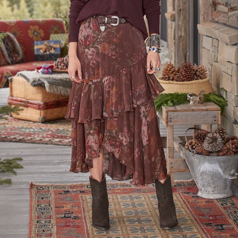 Madison Meadow Skirt View 4Pecan-Floral
