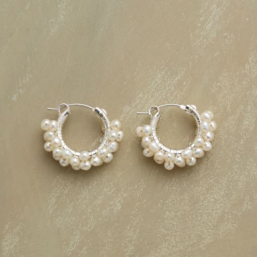STERLING SILVER FROTH OF PEARLS EARRINGS view 1