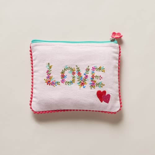 SEEDS OF LOVE ZIPPERED PINK POUCH view 1