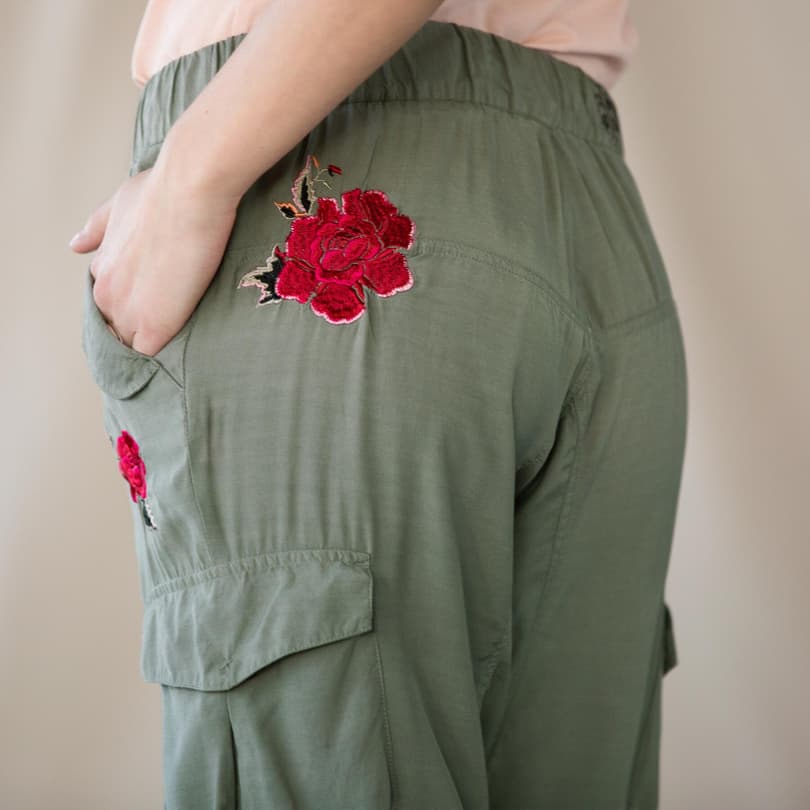 Softest Embroidered Cargo Pants view 2