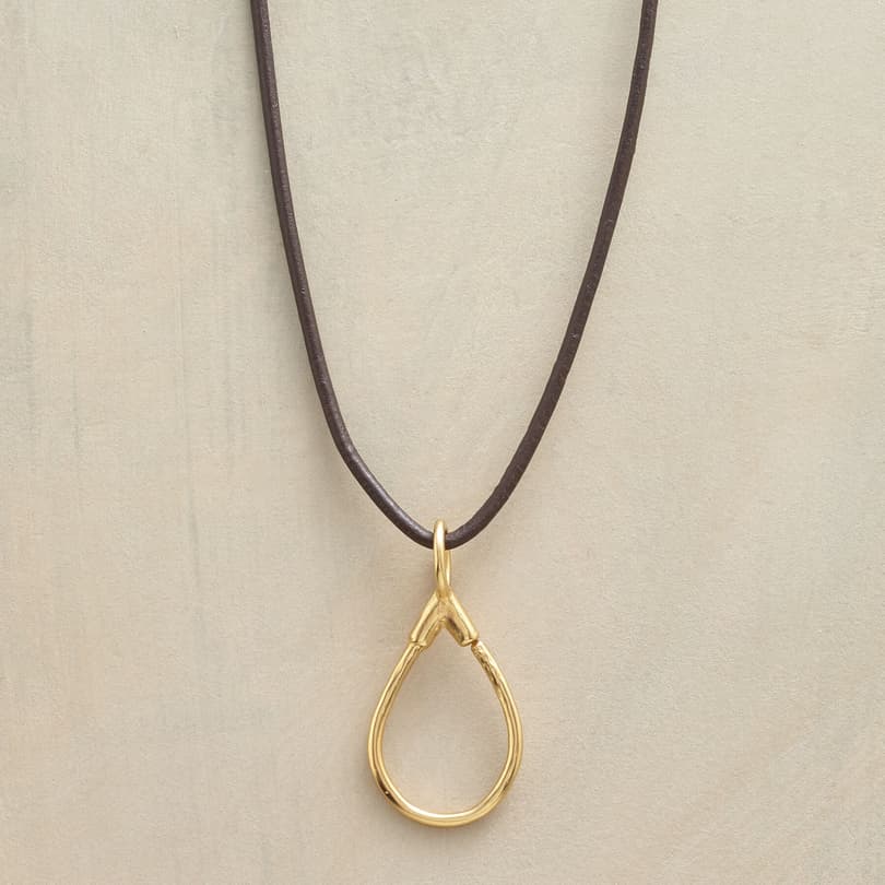 GOLD LEATHER CHARMHOLDER NECKLACE view 1