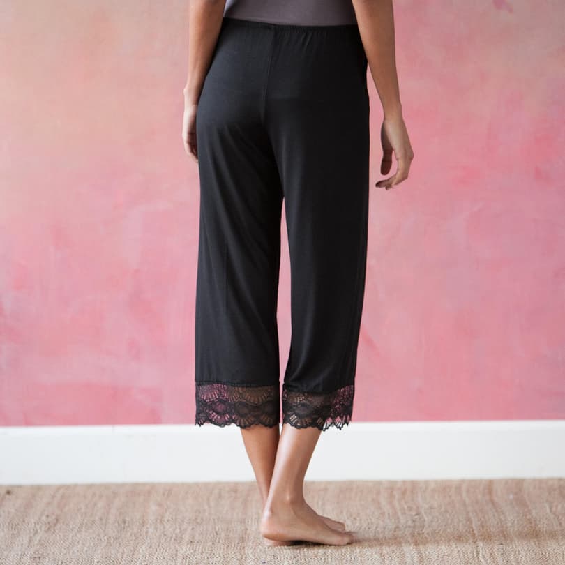 LACE-EDGED LOUNGE PANTS view 1