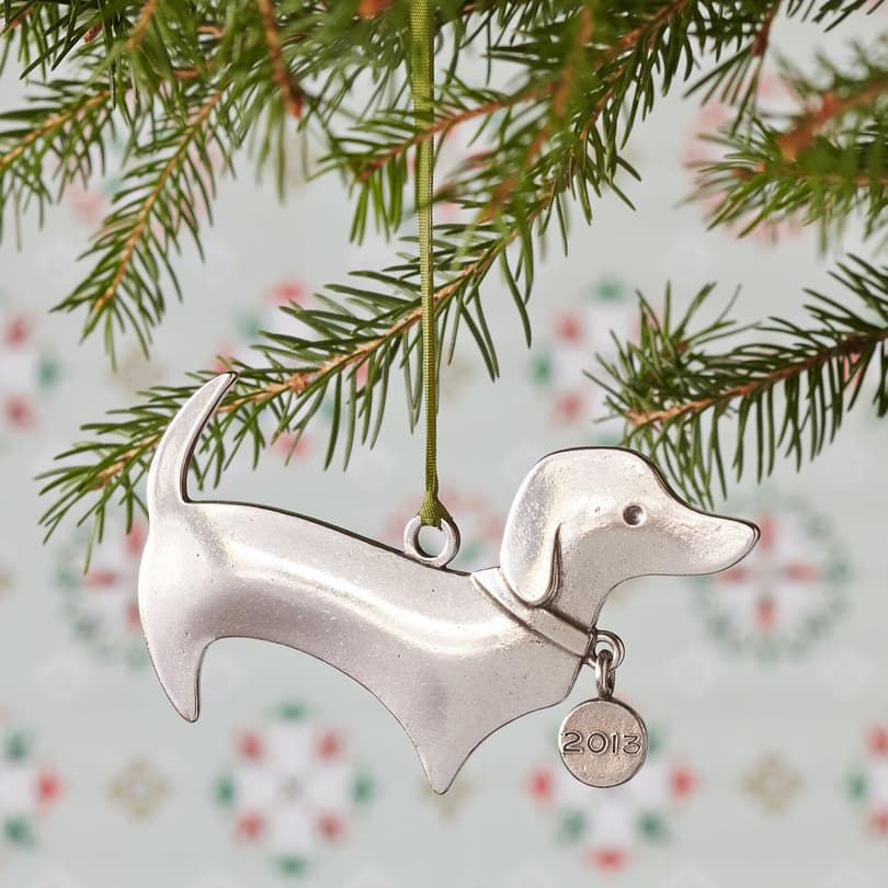 DELPHINE THE DACHSHUND PEWTER ORNAMENT view 1