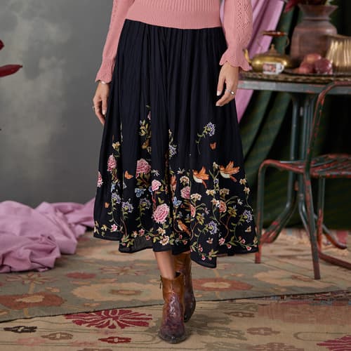 Romantic Roses Skirt, Petite View 6C_BLK