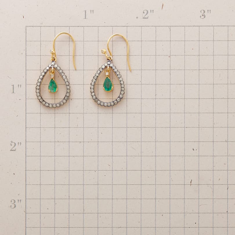 DRIPPING EMERALD EARRINGS view 1