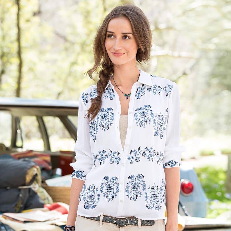 NOVELLA EMBROIDERED BLOUSE view 1 WHITE