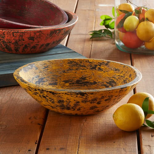 FOLKLORE YELLOW WOODEN BOWL view 1