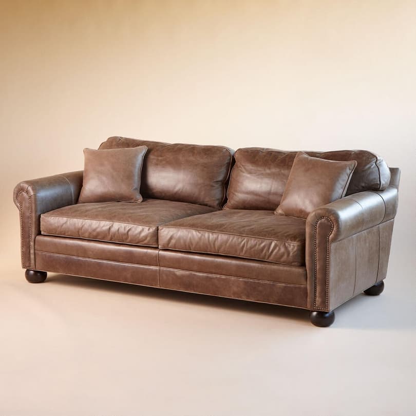 OGDEN LEATHER SOFA view 1 BROWN