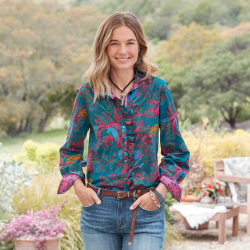 Abstract Florals Shirt, Petite