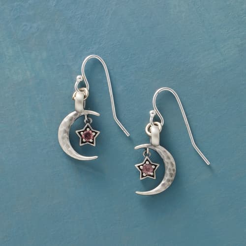 Silver Moon&#39;s Embrace Birthstone Earrings View 13October