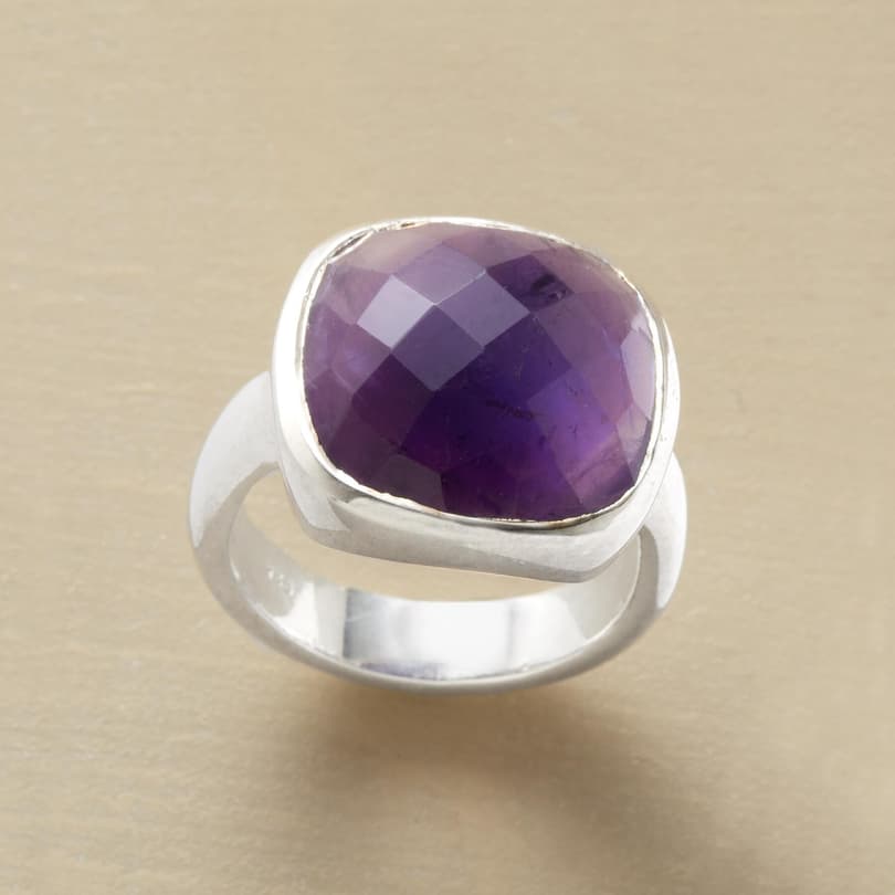 CHECKERBOARD AMETHYST RING view 1