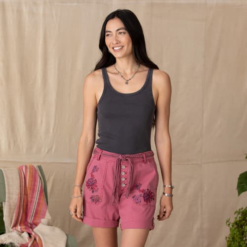 Odyssey Floral Shorts - Petites View 7Raspberry