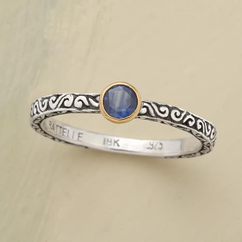 SAPPHIRE SCROLL RING view 1