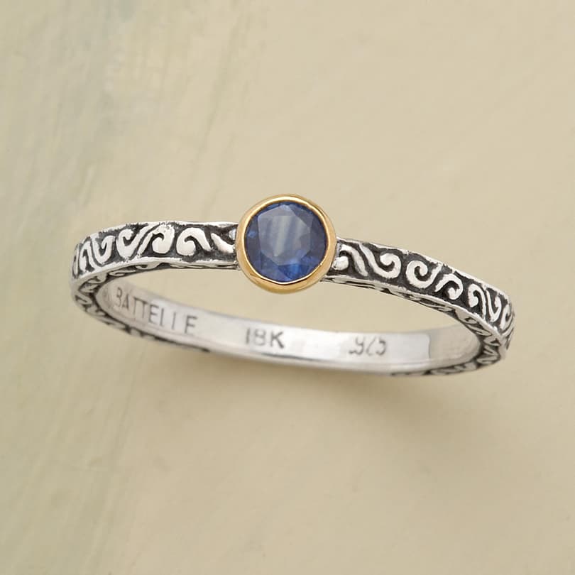SAPPHIRE SCROLL RING view 1